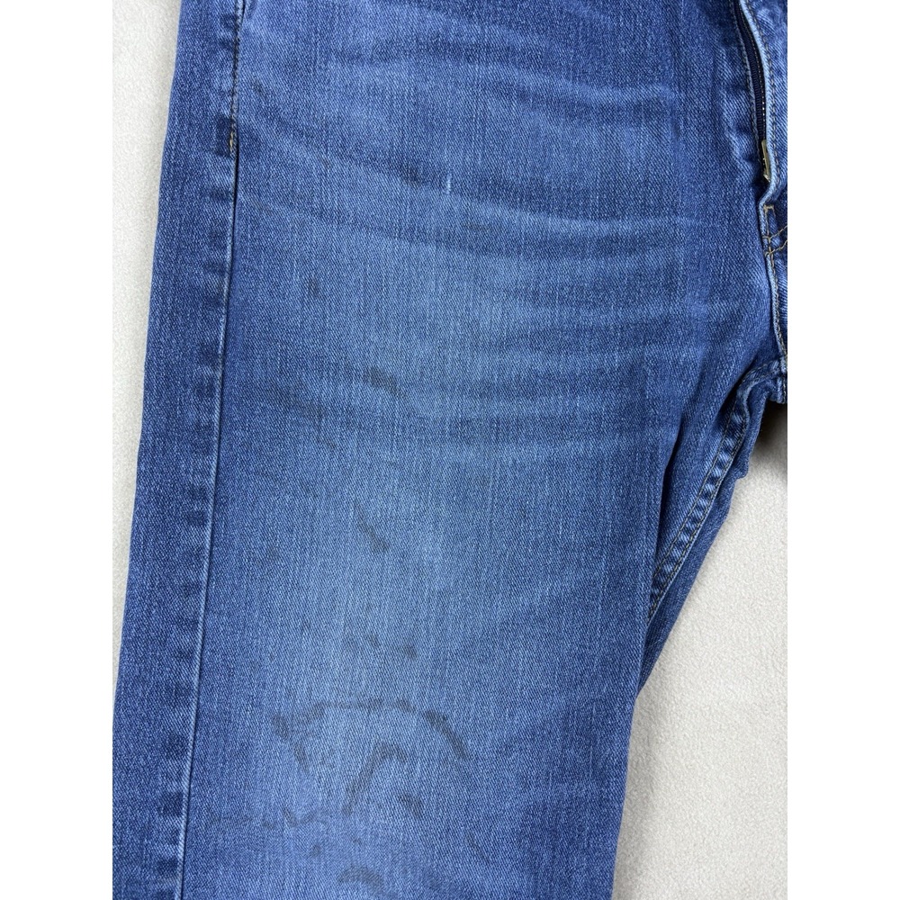 Levis 505 Mens Jeans 36x33 Straight Leg Medium Wash Distressed Workwear Pants - Picture 10 of 10